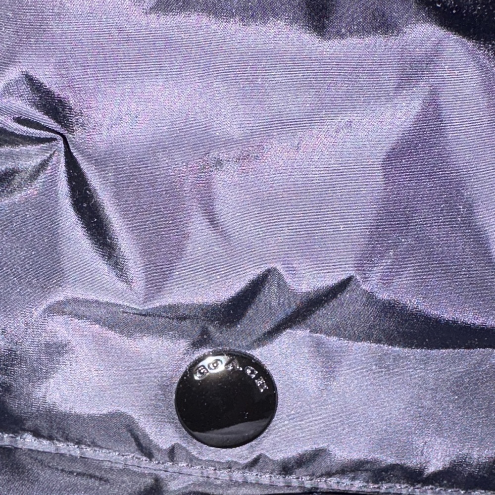 EUC Women's Black Puffer Down Coat trimmed removable hood Waist Defined by Coach - Picture 15 of 15